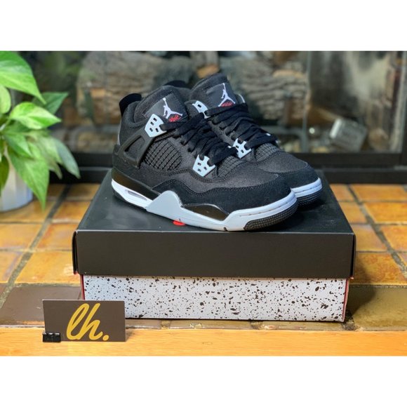 Youth 7y Air Jordan 4 Retro “Black Canvas” Athletic Basketball Sneakers DV0553-0 - Picture 4 of 8